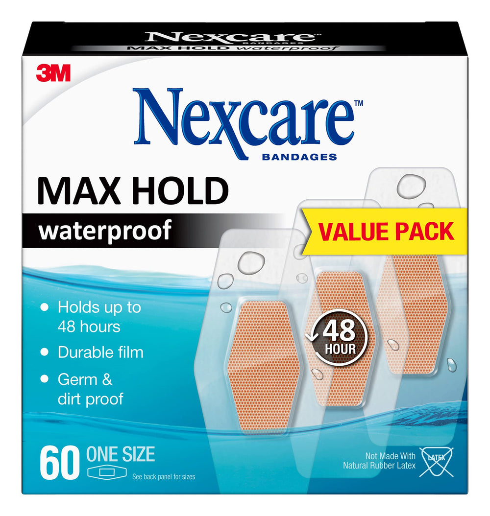 Nexcare Max Hold Bandages provide clear waterproof protection for everyday use.