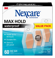 Nexcare Max Hold Bandages provide clear waterproof protection for everyday use.