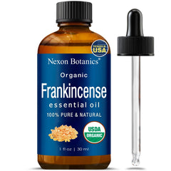 Nexon Botanics Organic Frankincense Oil bottle for aromatherapy and diffuser use.