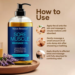 Nexon Botanics warming-comfort-massage-oil shows gentle heat to loosen stiffness.