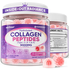 Nextdia collagen gummies tropical flavor in jar support radiant skin and nails.