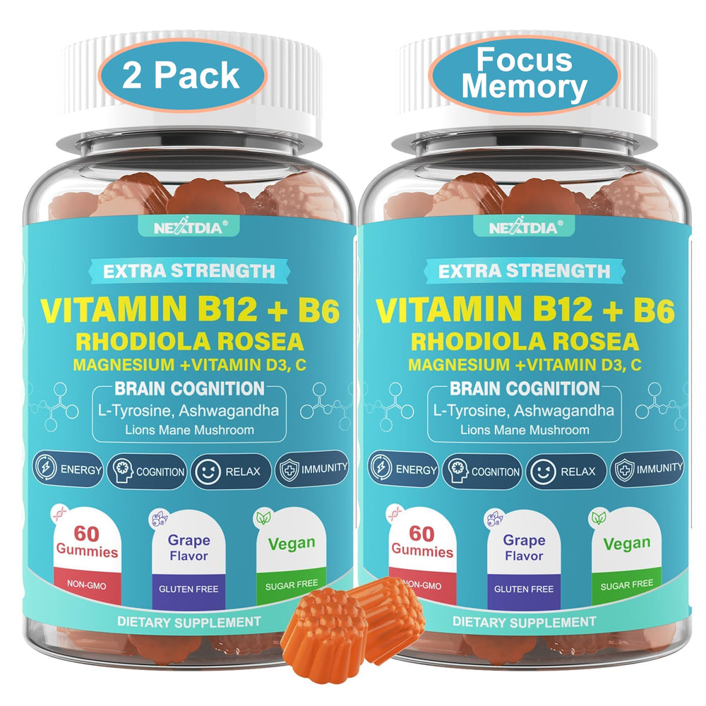 Nextdia Focus Memory & Energy Gummies bottle front view supports study-ready focus.