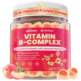 Nextdia methylated B-complex gummies bottle shows high-potency vitamins for daily energy.