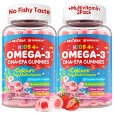 Nextdia Omega 3 kids gummies bottle showcasing no fish taste and vibrant strawberry flavor