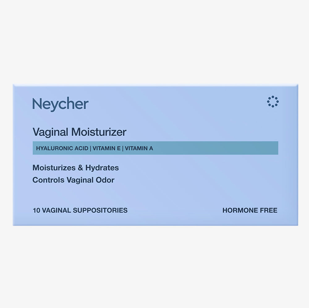 Neycher hyaluronic acid suppositories packaging shows premium, at-home moisture support