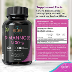 NGU Next Gen U D Mannose dairy free gluten free status on label