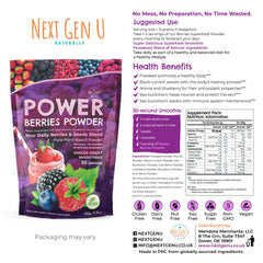 NGU Super Berry Powder dispensing scoop demonstrates easy portioning for meals