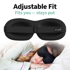 Nidra blackout eye mask with lash-friendly cups prevents lash compression during travel
