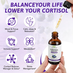 NIFEISHI cortisol drops label close-up highlighting stress and mood support.