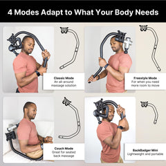 BackBadger Flex compatible with most massage guns for versatile setups.