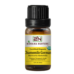 Nirvana Nurture Chamomile German essential oil bottle for calming aromatherapy