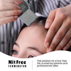 Nit Free Terminator comb with anti-slip handle provides secure, comfortable brushing