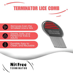 Nit Free Terminator comb features microscopically-rounded teeth for gentle use