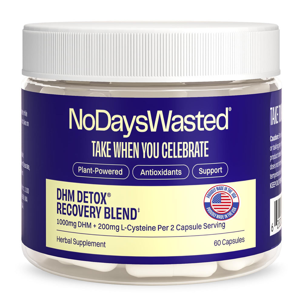 No Days Wasted DHM Detox bottle front view, ideal for nightly use