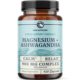 Nobi Nutrition Magnesium Ashwagandha bottle on desk for calm daily routine.