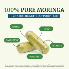 Nobi Moringa Capsules 5000mg bottle label closeup showing ingredients and potency