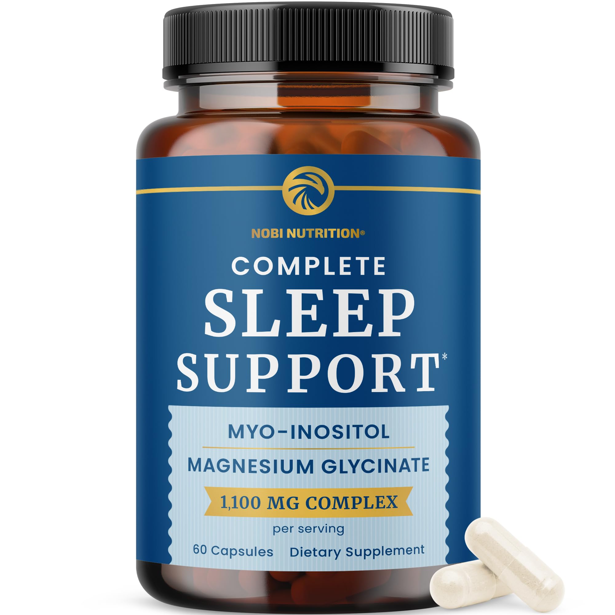 Nobi Nutrition Complete Sleep Support bottle showing 60-count packaging for nightly use