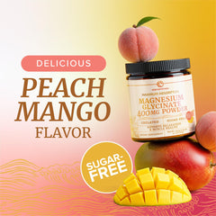 Powder dissolving in a glass with clear peach mango flavor