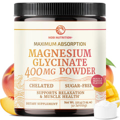 Nobi Nutrition Magnesium Glycinate Powder bottle front for high-absorption daily support