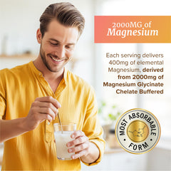 Close-up of label on Nobi Magnesium Glycinate Powder showing 400 mg elemental magnesium