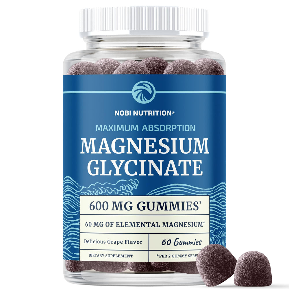 Nobi Nutrition Magnesium Gummies bottle shown for daily wellness on the go
