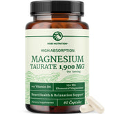 Nobi Nutrition Magnesium Taurate bottle highlights high-absorption formula for daily calm.
