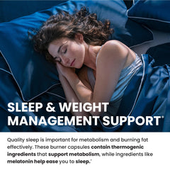 Nobi Nutrition Night Time Fat Burner capsules demonstrating easy nightly dosage for weight management.