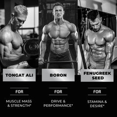 Box packaging of Test Boost Max highlighting Tongat Ali and Vitamin D3 ingredients.