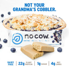 Close-up crumb shot of No Cow bar reveals rich texture and dessert-inspired flavor.