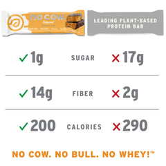 Ingredients shot for No Cow bar emphasizes plant-based, clean label nutrition.