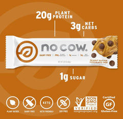 No Cow ingredients panel showing gluten-free, dairy-free labels.
