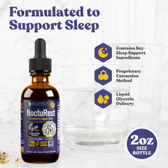 Close-up of NoctuRest liquid drops ready to be taken before bed.