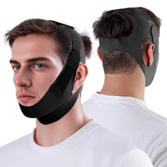 NOIKO anti-snoring chin strap in closeup, breathable elastic fabric for all-night comfort