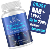 Nokuba NAD Support bottle label with trigonelline and resveratrol ingredients for daily energy support