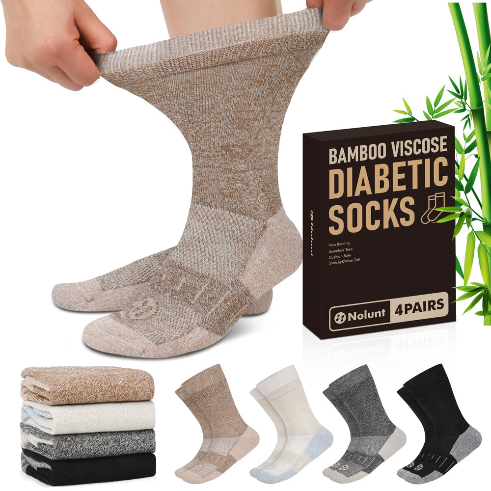 NOLUNT diabetic crew socks with moisture-wicking fabric for all-day dryness