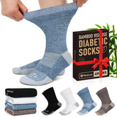 NOLUNT men's diabetic crew socks in dark blue with moisture-wicking comfort