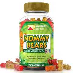Nommy Bears strawberry-flavor gummy bear supports daily vitamins with kid-friendly taste.