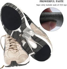 Noise-reducing pad on leather shoe reduces squeak during movement