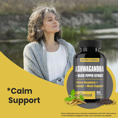 NooMost Ashwagandha black pepper label detail noting absorption boost