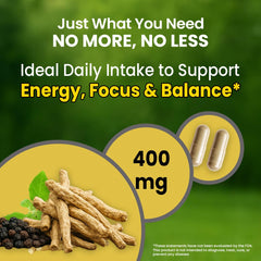 NooMost Ashwagandha bottle side view showing ingredients for daily wellness