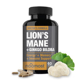 NooMost Lions Mane bottle on countertop for daily cognitive support.