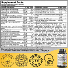 NOON VITAMINS capsules close-up showing easy-to-swallow liquid form