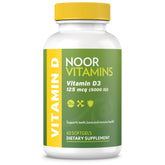 Noor Vitamins Halal Vitamin D bottle: easy-to-swallow softgels for daily bone support