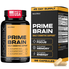 Nootrix Prime bottle front signals a daily brain health supplement for focus.