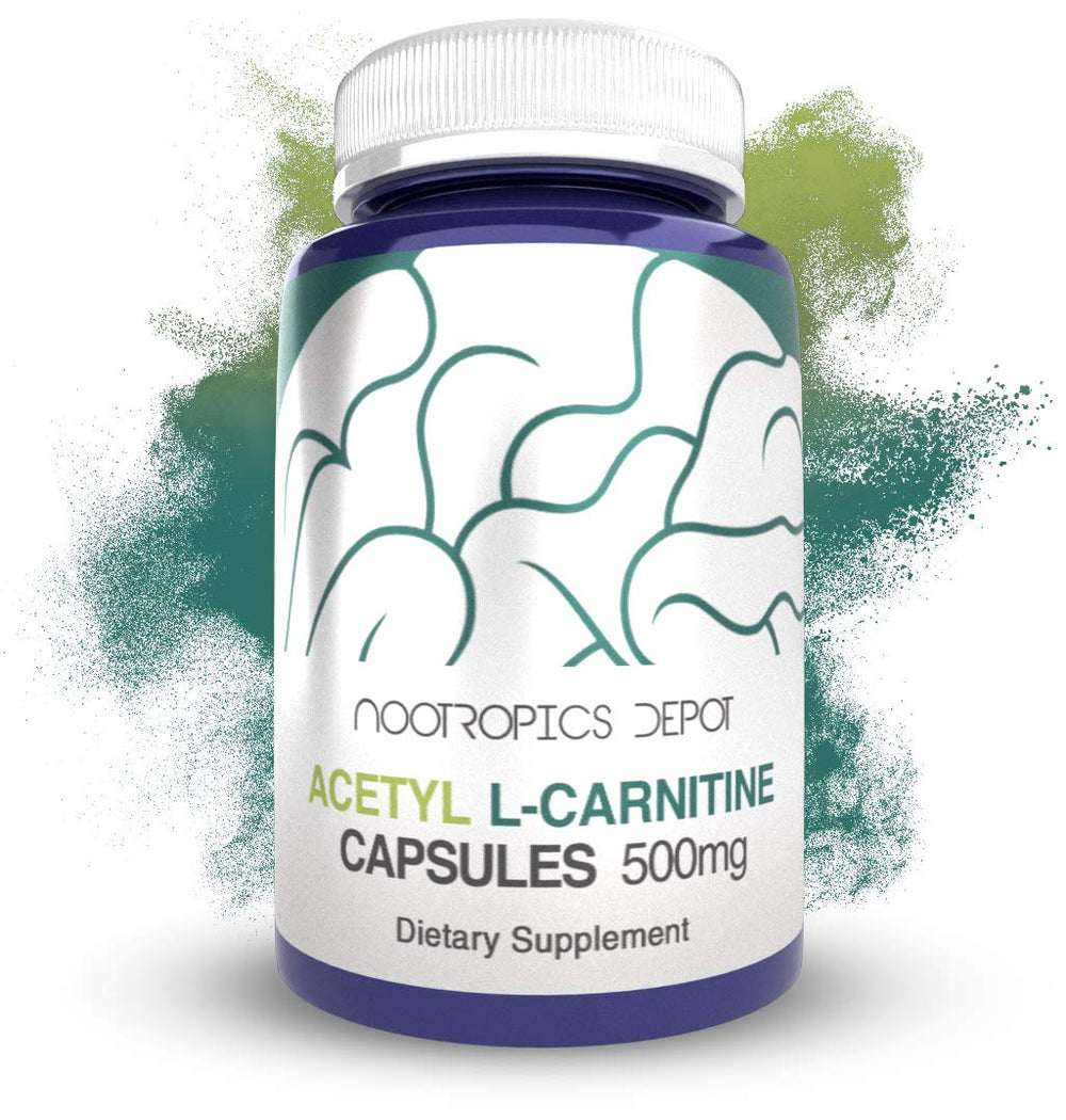 Nootropics Depot Acetyl L-Carnitine 500mg bottle front supports daily energy and focus