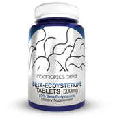 Nootropics Depot Beta-Ecdysterone 50% tablets on bottle highlighting strength support for active individuals