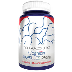 Nootropics Depot Cognizin Citicoline capsules in bottle for focus and memory support