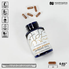 Nootropics Depot Lions Mane capsules being poured for easy daily use.