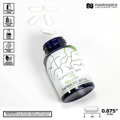 Nootropics Depot Magtein bottle label closeup noting purity and MIT-derived research.