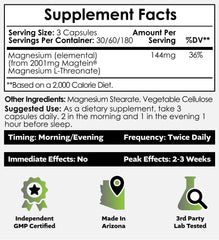 Nootropics Depot Magtein capsules closeup suggesting brain health benefits.